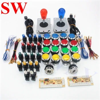 

Arcade Game DIY Kit USB Encoder to PC Joystick controller crystal oval top ball LED Chrome Push Button For Street Fighting game