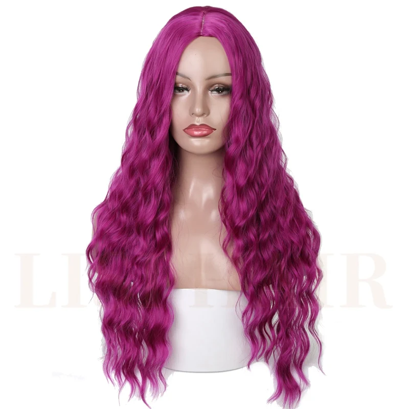 LISI Волосы Длинные Фиолетовый Черный волна воды парики для черных женщин синтетические волосы высокая температура волокна