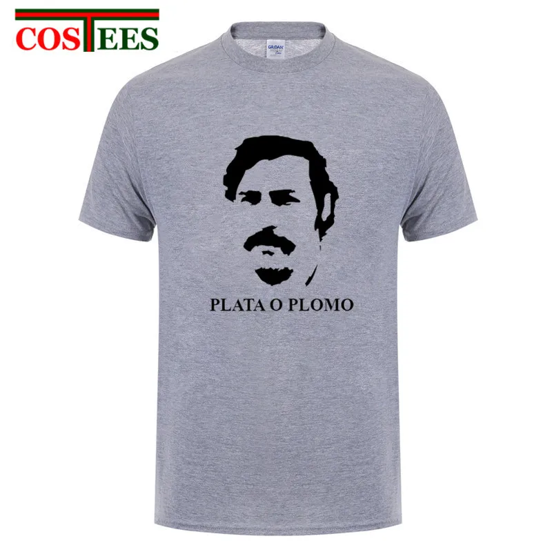 Мужская футболка с круглым вырезом Pablo Escobar черная или белая коротким рукавом