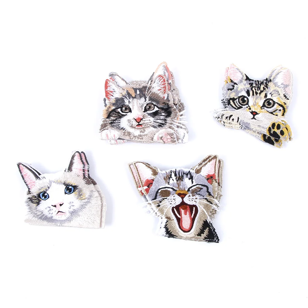 

1Pcs Cute Cat Embroidered Iron On Patches Clothes Badge Bag Shoe Coat Pants Apparel Applique Craft Sewing Accessories Patches