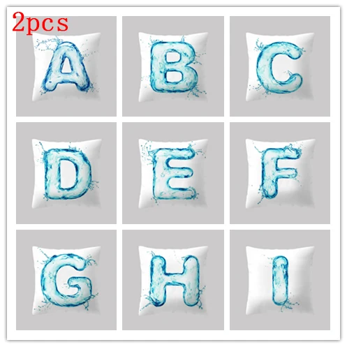 

Boniu 2pcs 45*45cm Water Letter Alphabet Cushion Cover for Sofa Home Decoration Flower Pillowcase Bedroom Home Office Decorativ