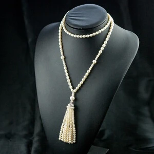 

Luxury Pearl Necklace With Tassel Pendant Real Natural Cultured Pearl Beads Long Necklace Fashion Women Pearl Jewelry Gifts