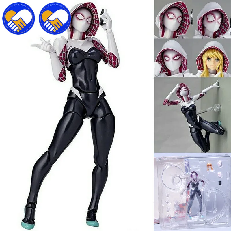 Сменное лицо Человек-паук Revoltech серии № 004 костюм паук Гвен Стэйси ПВХ фигурка