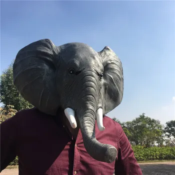 

NEWEST! Emulational Big Elephant Head Latex Mask Lifelike Mask Halloween Cosplay Costume Prop Breathable Festival Party Supplies