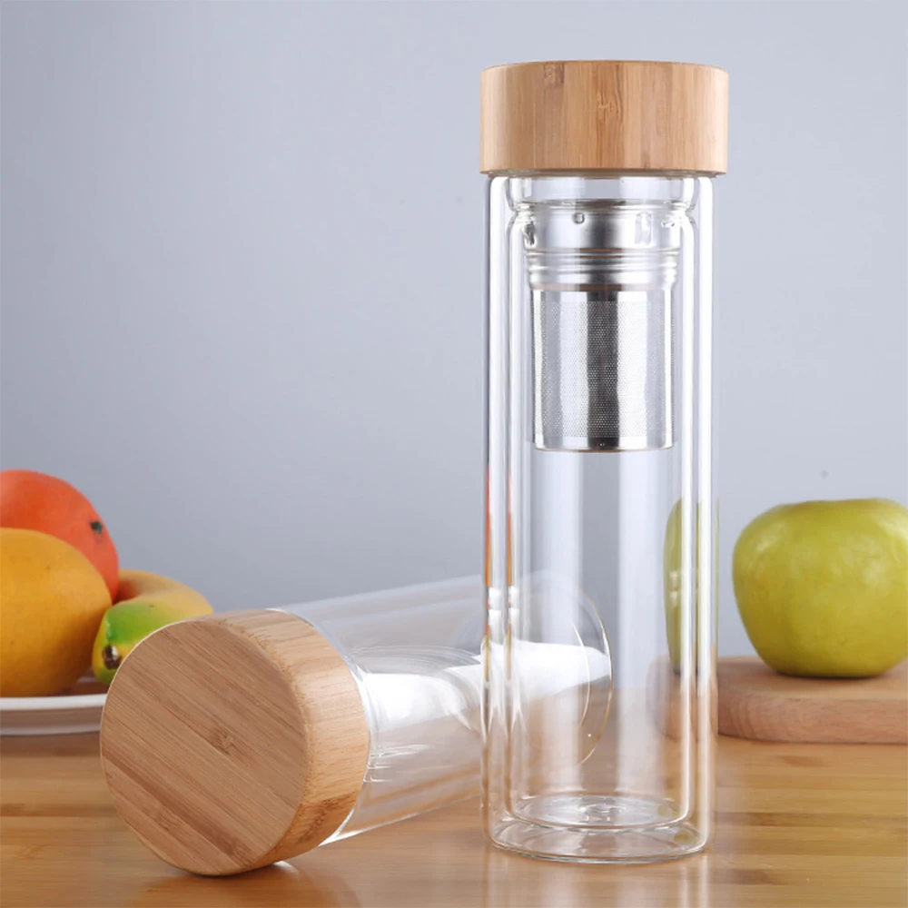 Tea Bottle Glass Bottled Water Bottle Infuser With Filter Strainer