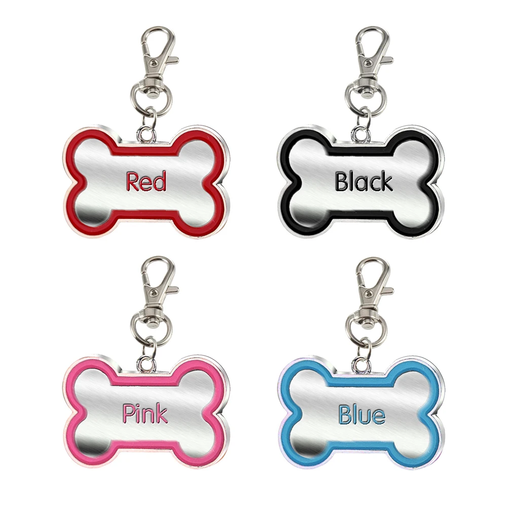 Engraved Pet Dog Tags Custom Cat ID Name Tags for Pets Personalized Paw Bone Shape FREE Gift S L 15