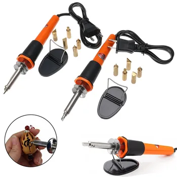 

110V/220V EU/US Plug 30W Electric Soldering Iron Pen Wood Burning Pen Pencil Burner With Brass Tips Stand Bracket Accessories