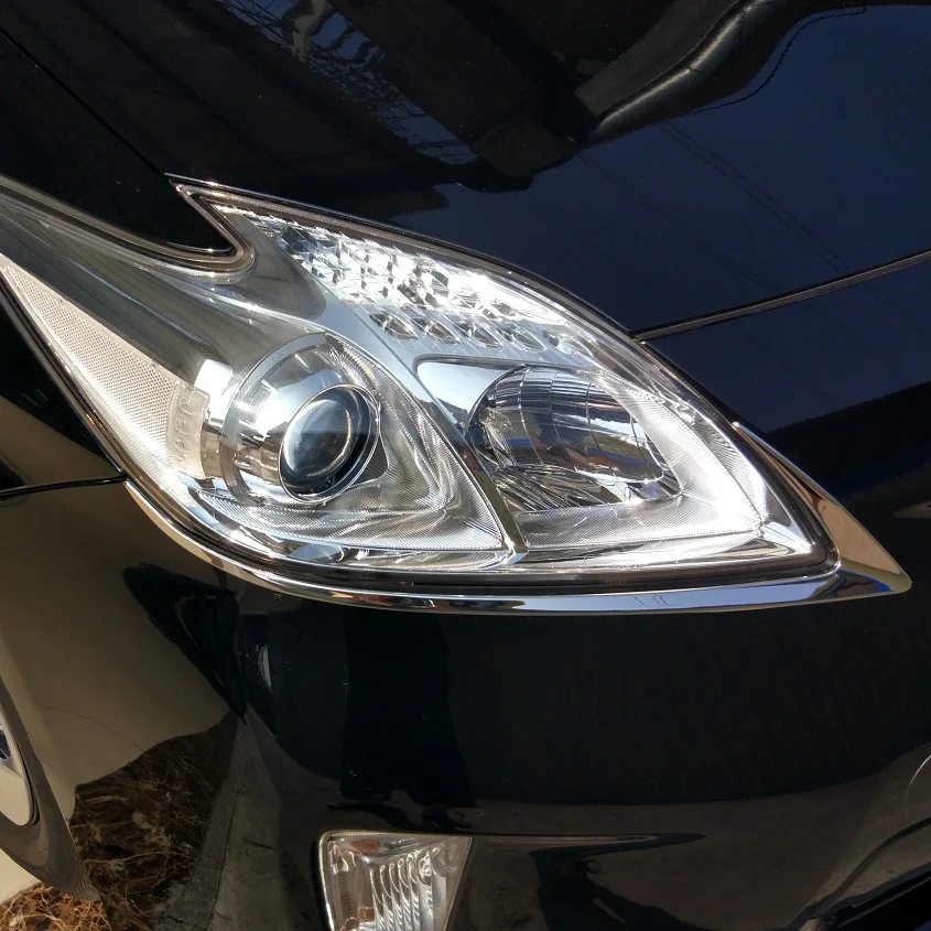 Накладки на передние фары из нержавеющей стали для Toyota Prius ZVW30 facelift 2012 2013 2014