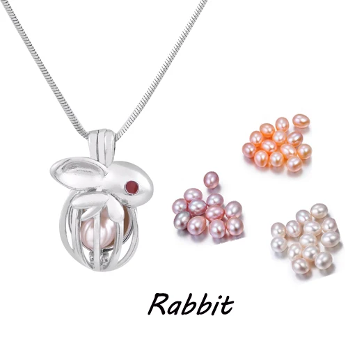 

Rabbit 5pcs/lot Silver Plated Cute Cage Pendant colorful pearl Ballerina/Galaxy Sky Fashion Locket with (Rice)Pearl PP142