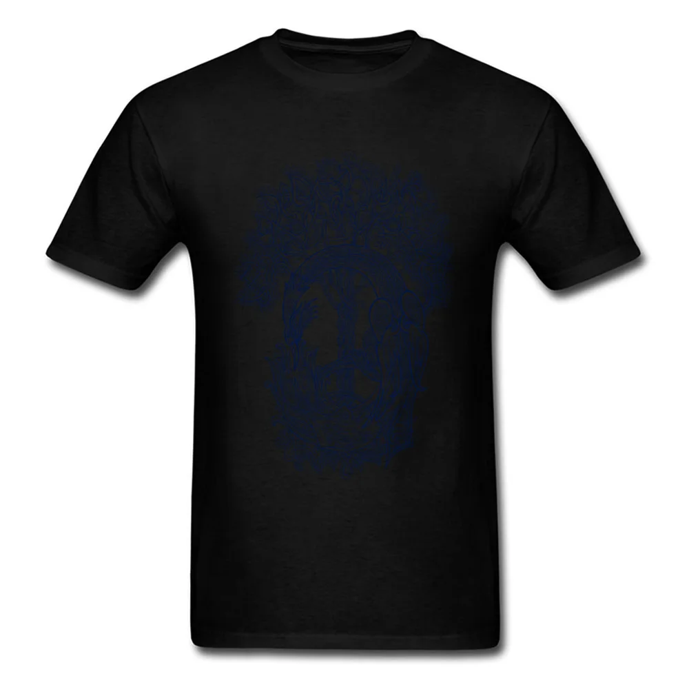 Casual Pure Cotton Classic Tees Discount Short Sleeve Youth T Shirt Custom Summer/Autumn T-Shirt Crewneck Drop Shipping The Phoenix Bird and the Tree of Life blue version black