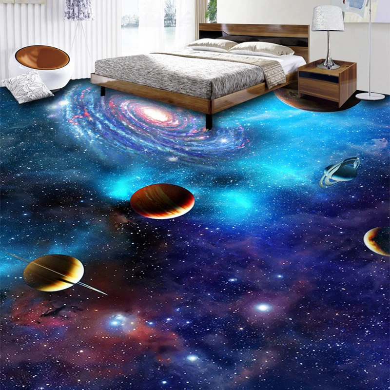 Custom 3D Self-adhesive Floor Wallpaper Cosmic Galaxy Starry Sky Floor Tiles Mural Bathroom Living Room Waterproof Wall Sticker 3d visual anti slip absorbent mat super absorbent floor mat starry sky bathroom pad 3d effect expansion soft diatom mud cosmic