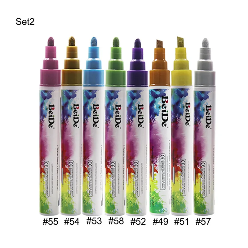 8 цветов 6 мм Флуоресцентный Жидкий Мел маркер ручка для школы поставки - Цвет: set2