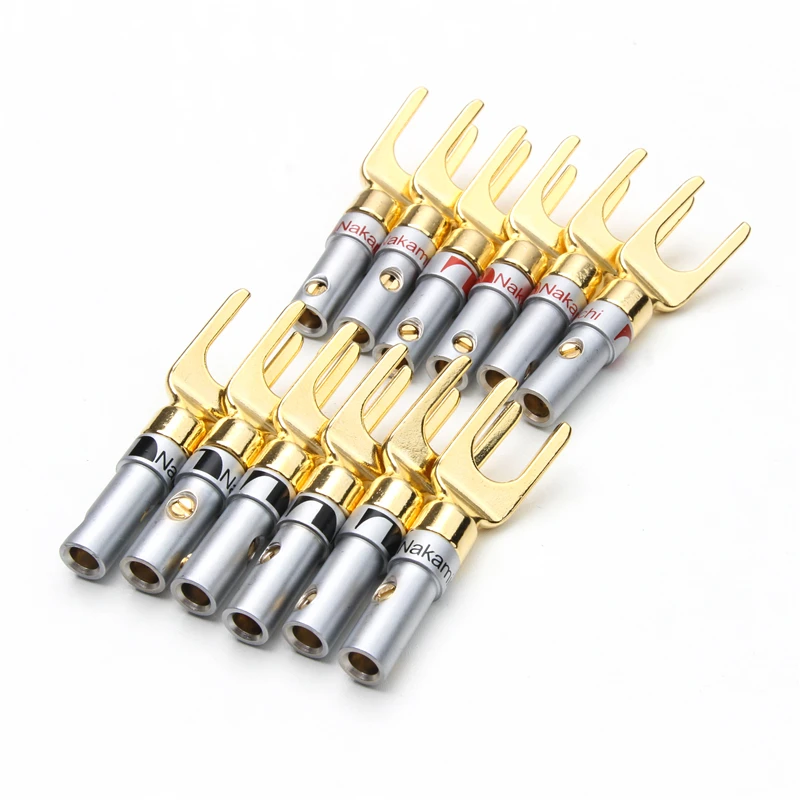 12pcs Gold Plated Copper Banana Plug Grade Interpolation U Type Screw