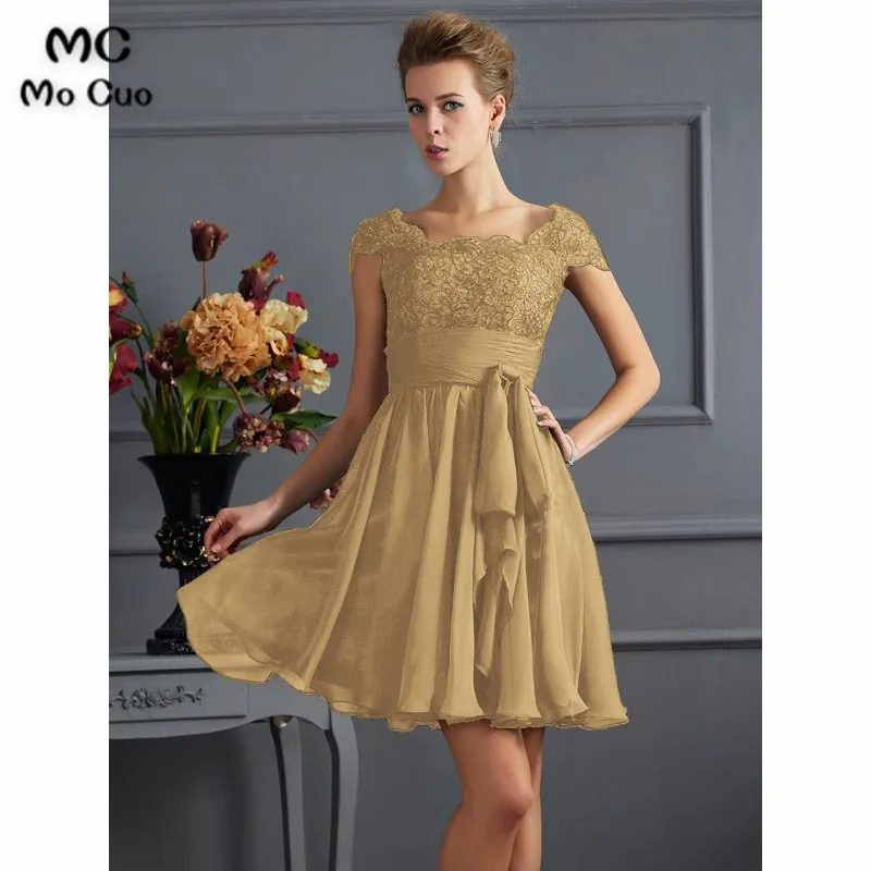 A-Line Scoop Lace Short Chiffon Bridesmaid Dresses35