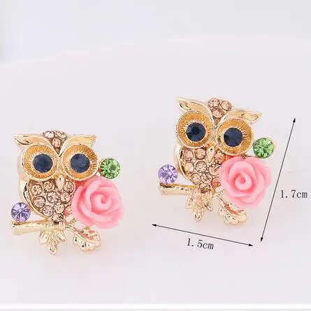 Женские серьги гвоздики с изображением совы и цветов|flower stud earrings|stud earringsstud earrings for