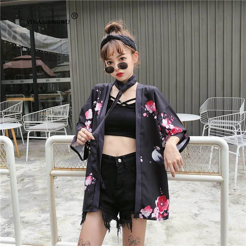 Women Harajuku Cardigan Japanese Kimono Asia Summer Digital Printed Shirt Tops Casual Woman Kimonos Kawaii Yukata Kimono Cosplay