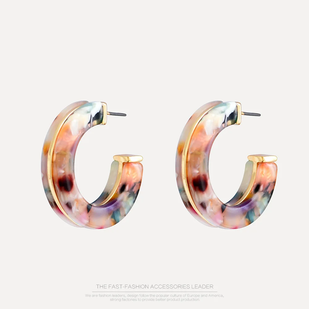 

New Earrings Fashion OL Simple C-type Alloy Acrylic Acrylic Earrings For Women New Atmosphere Alloy Geometry Bohemian Earrings