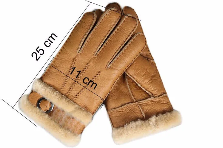 Зимние мужские меховые перчатки из натурального овечьего меха, мужские перчатки для катания на лыжах, теплые меховые перчатки ручной работы - Цвет: Brown