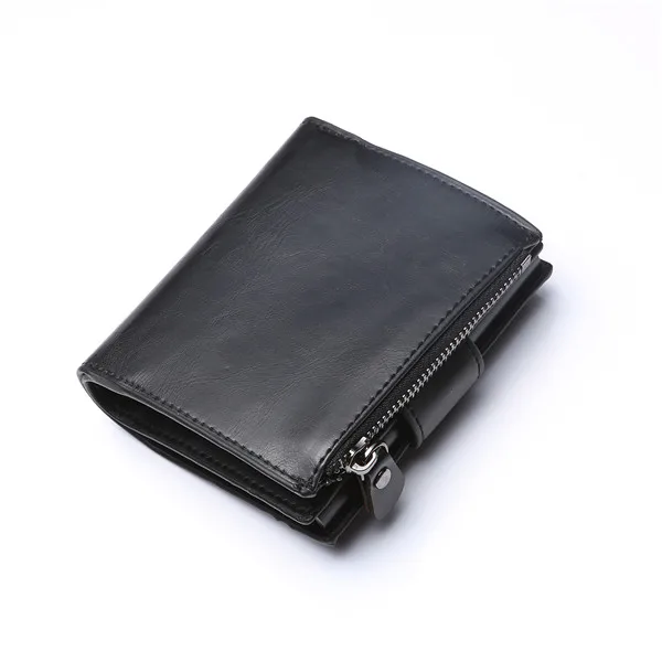 BISI GORO кошелек из искусственной кожи держатель для кредитных карт s Rfid автоматический набор карт винтажный деловой алюминиевый кошелёк Винтажный кошелек для карт - Цвет: Crazy Black X-46