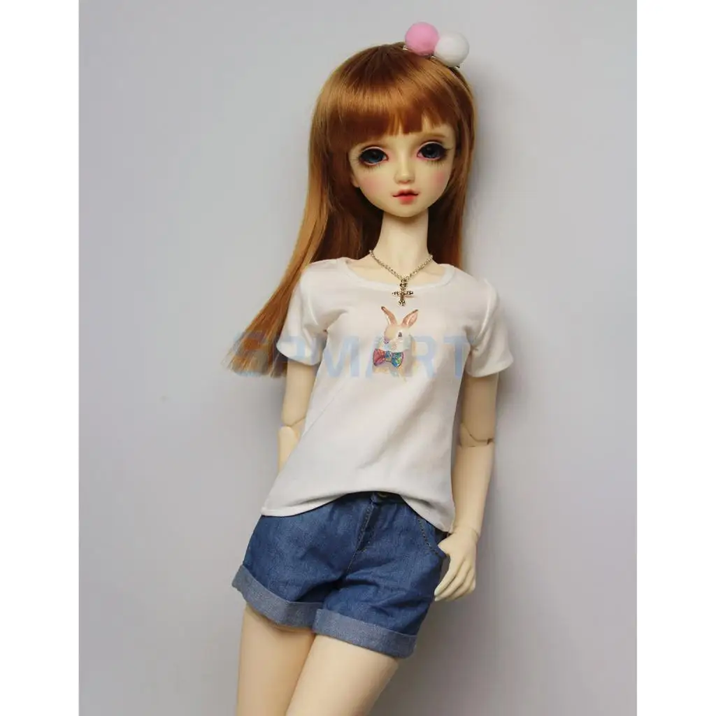 Хлопковое летнее платье футболка MagiDeal с коротким рукавом для 1/3 1/4 BJD SD кукольных