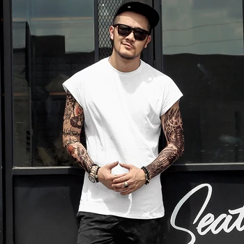 

Summer New Men Casual Cotton sleeveless Loose mens tank top bodybuilding fitness undershirt man fitness O Neck singlet