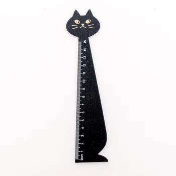 

15cm Creative Card Cat Straight Ruler Drawing Ruler Cute Wooden Ruler Environmental Protection Vintage Stationery Ruler 10pcs