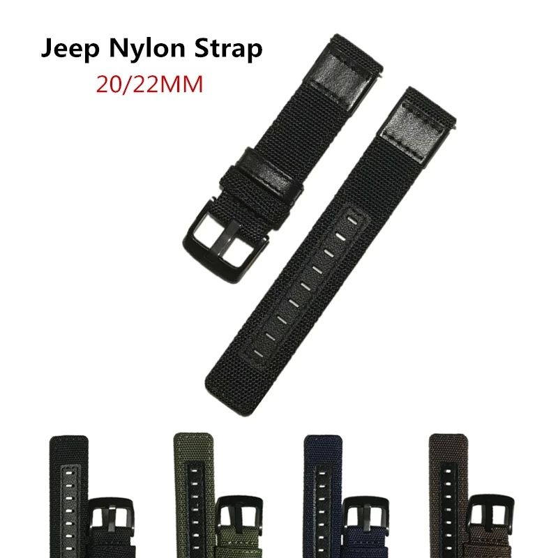 

22mm 20mm Canvas Nylon + Genuine Leather Watchband For Armani Diesel Fossil Timex Jeep Quick Release Watch Band Wrist Strap