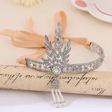 The Great Gatsby, свадебные аксессуары для волос, Кристальные жемчужные кисточки, ободки для волос, украшения для волос, свадебные диадемы для волос, короны