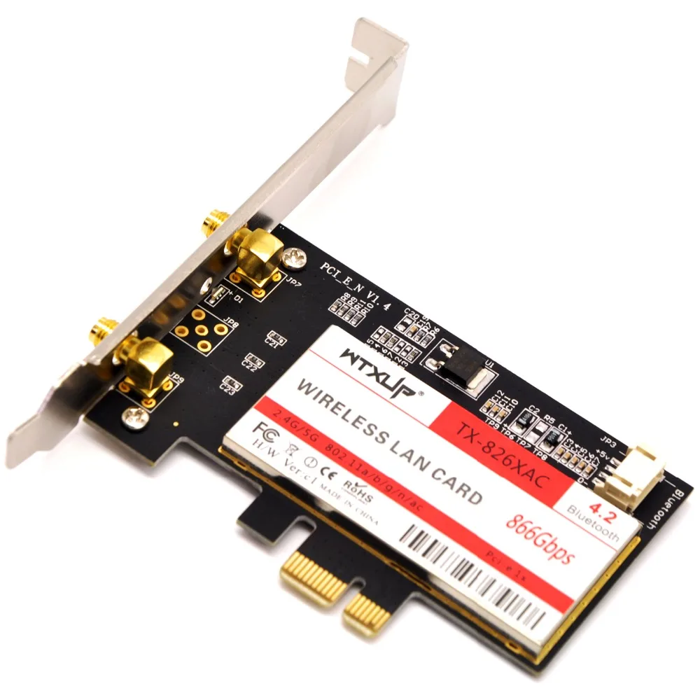 WTXUP двухдиапазонный 8265AC 802.11ac 867 Мбит/с + 300 Настольный беспроводной PCI E WiFi адаптер