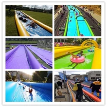 2017 Hot sales 100m Long double lane inflatable water slide urban slide slide the city