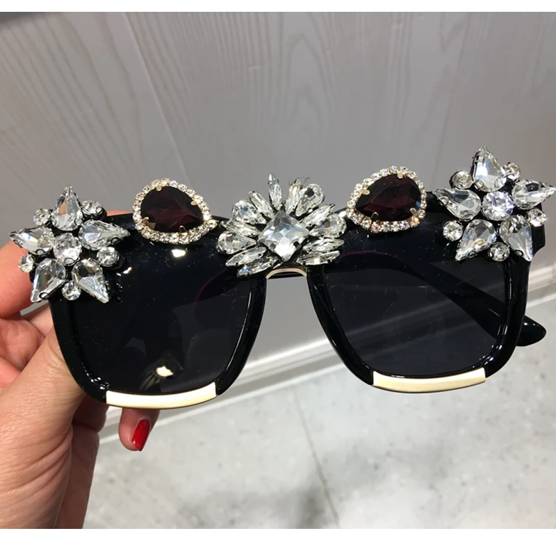 Custom made Crystal Luxury Sunglasses Women Bling Rhinestone Oversize ...