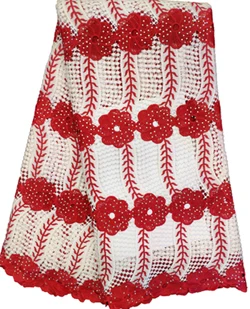 High Quality Nigerian Lace Fabrics Latest Stones cord African Fabric Milk Silk Wedding Guipure VTB60 red | Дом и сад