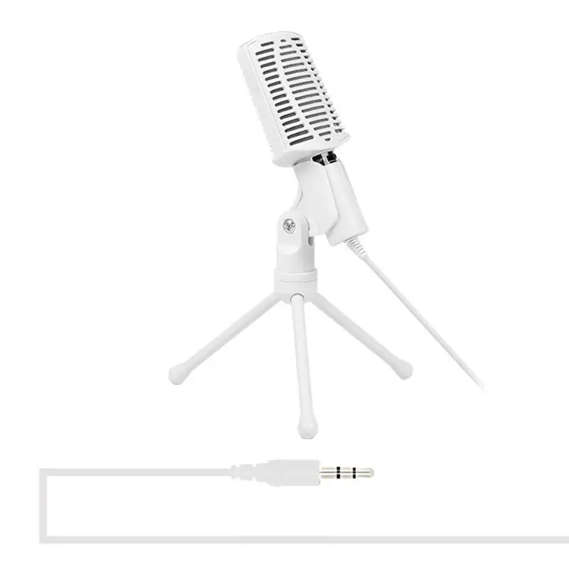 

Professional Stereo Microphone with Stand Condenser Mic Broadcast Studio MIC 3.5mm 360 Rotation Mic Tripod Stand For PC Notebook