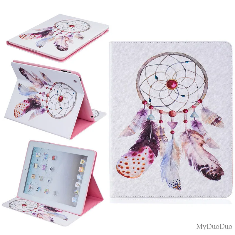 Cute Bear Pig Case For  Ipad 2 Case For Ipad 3 For Ipad 4 Case Beautiful Butterfly Flower PU Leather Stand Wallet Tablet Cover (66)