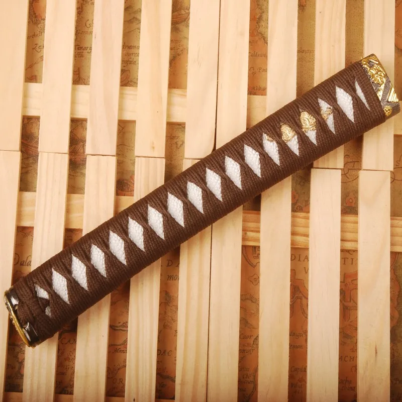 Новинка аксессуар для меча ручка Tsuka коричневый шелк Ito имитированный белый Rayskin и