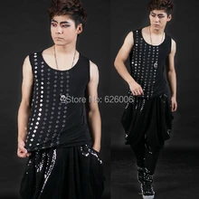 Корейская версия тонкий модный жилет без рукавов ночной клуб бар мужской певец объектив жилет сценическое Шоу dj ds сценические костюмы