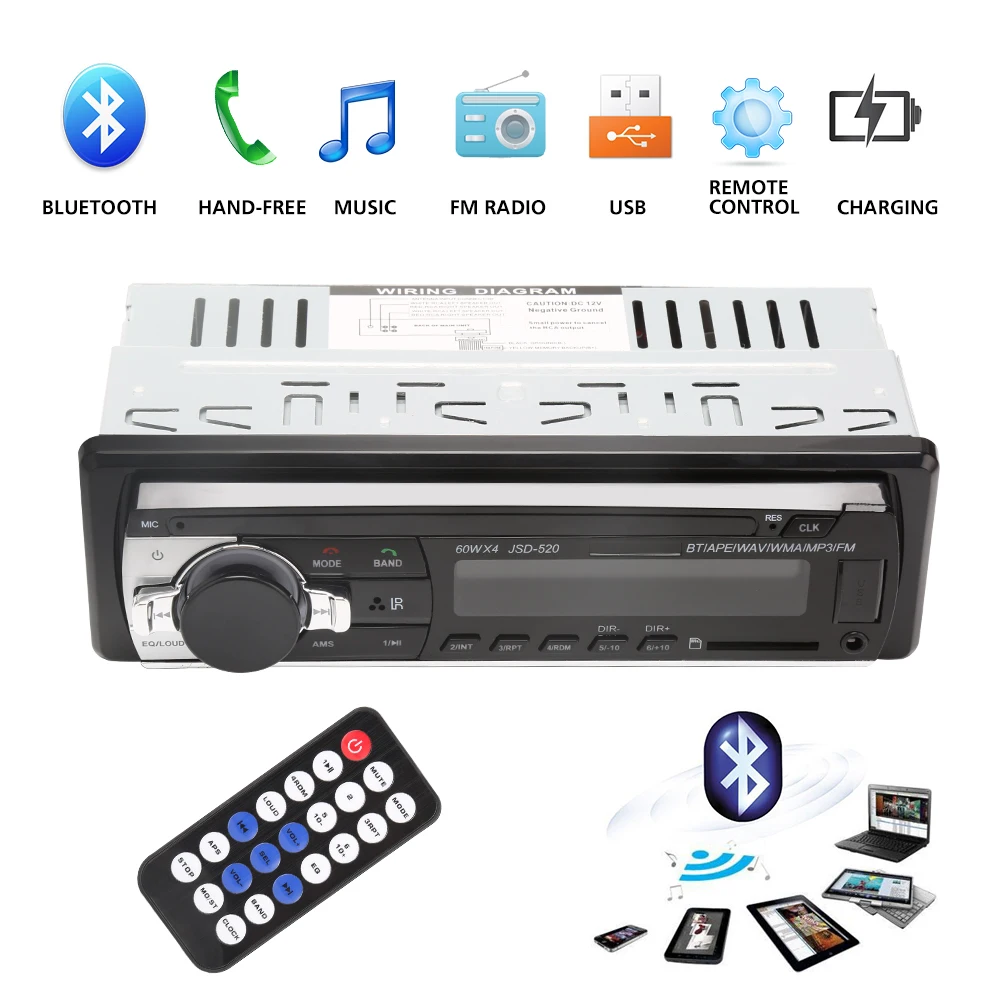 JSD 520 font b Car b font font b Radio b font Bluetooth 12V In dash