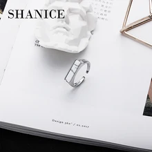 Шанис линии-стиле дизайн Мрамор узор натуральная 925 пробы серебра открытым кольцо для Для женщин украшения подарок палец Свадебные