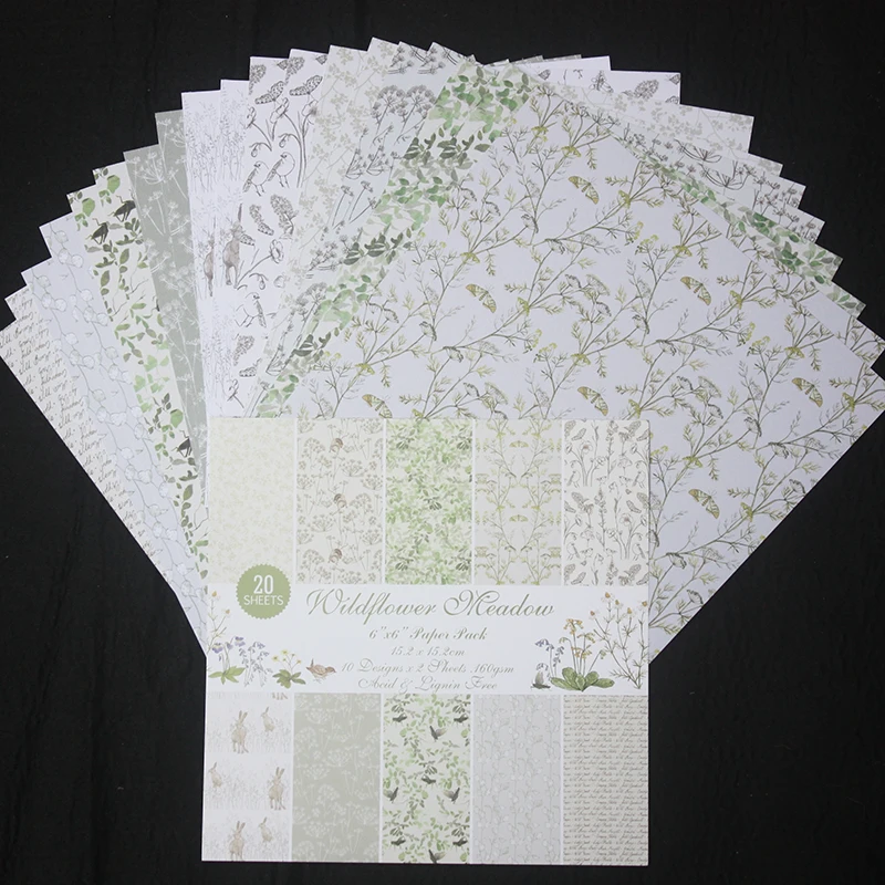 

KSCRAFT 10pcs 6" Single-side Printed Wildflowers Meadow creative papercraft art paper handmade scrapbooking kit set book