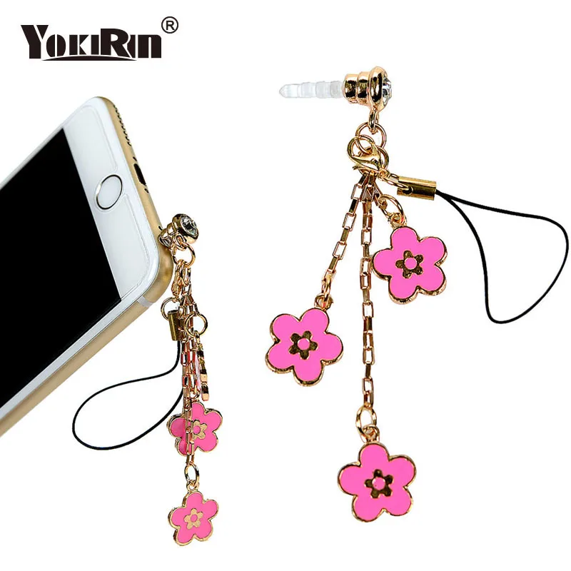 

YOKIRIN Universal Three Flower Pendants Phone Dust Plug Dustproof Plugs Caps Cell Phone Accessories 3.5 mm Earphone Dust Plug