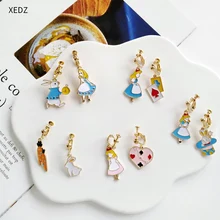 XEDZ Япония и Южная Корея креативный мультфильм кролик морковь асимметричные серьги дикая сказка Алиса модные аксессуары серьги
