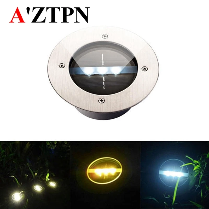 

Solar Power 3 LED Light Buried Lamp Path Way Garden Under Ground Decking Yard Stainless Steel Ground underground light