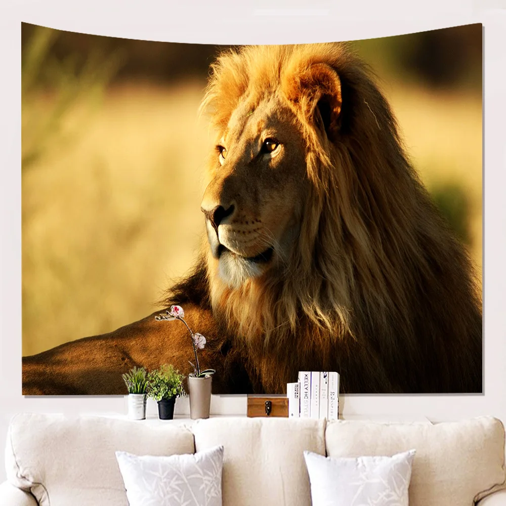 3D Lion Printed Indian Wall Hanging Boheme Tapestry Home Decor Living Room Background Wall Carpet Cloth Hippie Blanket