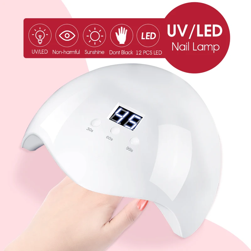 ROHWXY 48 W ногтей лампа для маникюра профессиональный uv led лампа для Гель-лак для ногтей сушилка все для украшения ногтей льдинка светильник Гибридный лак