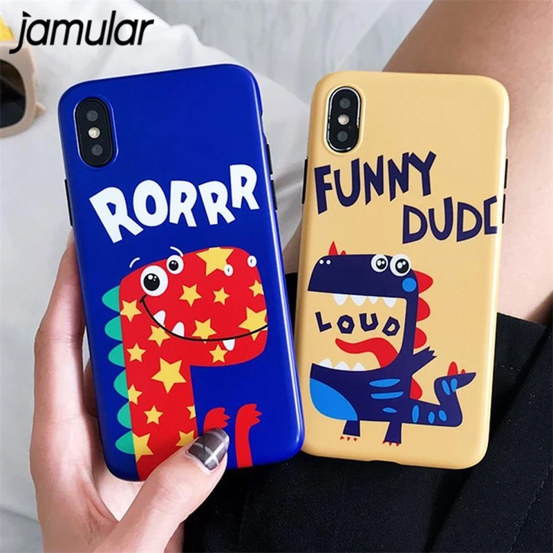 

JAMULAR Cartoon dinosaur phone case for iphone 7 8 Plus 6 6S Plus Soft Silicone Back Cover for iphone XS MAX XR X XS cases