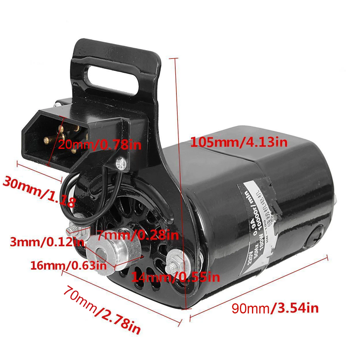 Black 220V 180W 0.9A Black Domestic Household Sewing Machine Motor + Controller