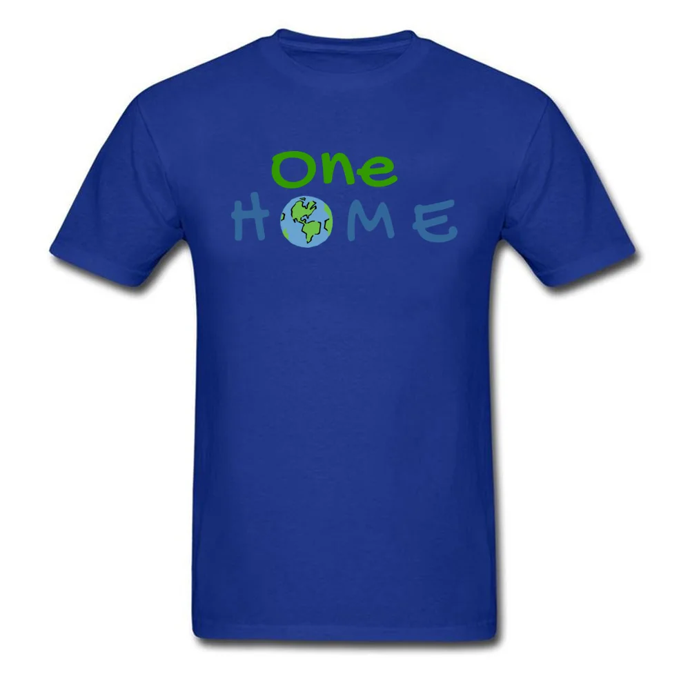 One Home Environmental Message Men Funny Tops Shirts Crewneck Thanksgiving Day Pure Cotton T Shirt Family Short Sleeve T Shirt One Home Environmental Message blue