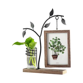 

Home Photo Frame Wooden Wedding Pictures Frames With Plant Bottle Double Faces Home Decoration cadre Figurines Photo Frames Gift