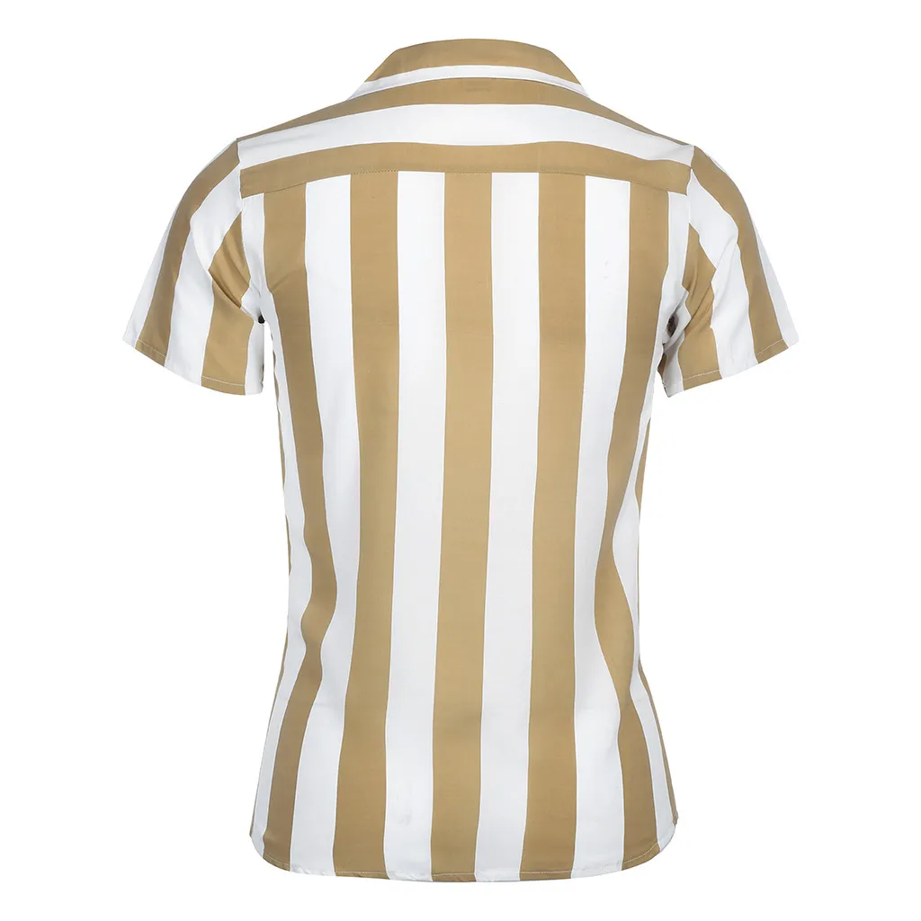 Рубашки больших размеров 3xl Мужская мода печатных сплайсинга Красочные полосы короткий рукав свободная рубашка Chemise homme Fashsiualy 2019 7,19