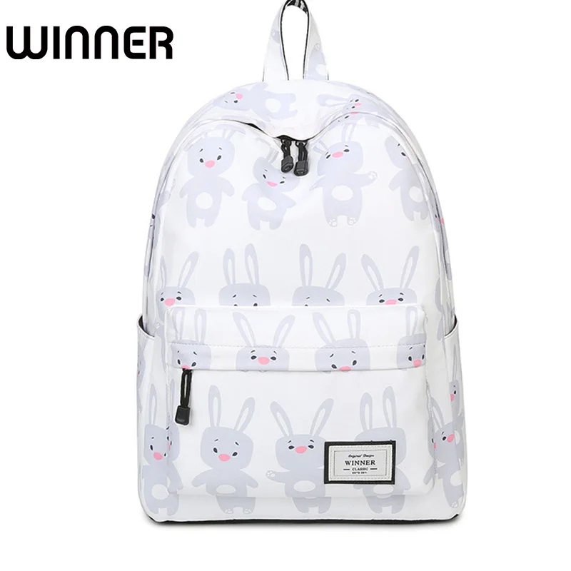 

Women Cute Cartoon Animal Printing Backpack Canvas Rabbit Bagpack Bookbag School Bags for Teenage Girls Fresh Backbag Laptop